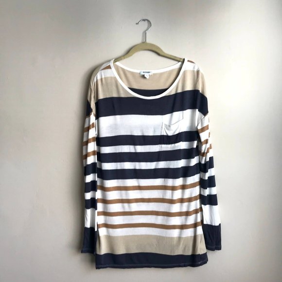 Old Navy / Blue, White, & Cream Scoop Neck Top - Picture 1 of 6
